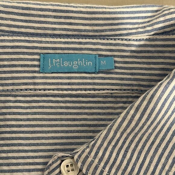 J. McLaughlin Women’s Fitted Boyfriend Striped Cotton Button Up Shirt Size M - Picture 5 of 10